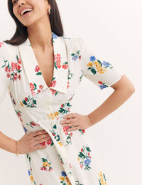 Cream Ditsy Floral Daisy Midi Dress