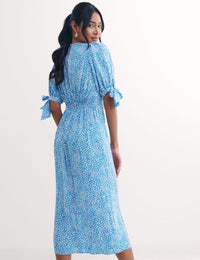 Blue Leopard Print Esme Midi Dress