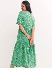 Green Ditsy Floral Clementine Midi Dress