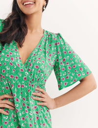 Green Ditsy Floral Clementine Midi Dress