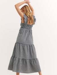 Black Check Maya Midi Dress