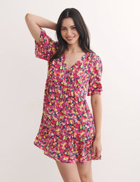Pink Big Floral Clementine Mini Dress
