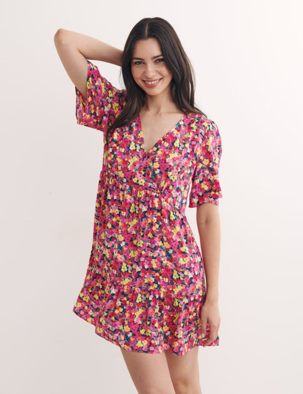 Pink Big Floral Clementine Mini Dress