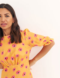 Orange Big Floral Serena Mini Dress