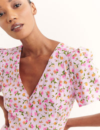 Evelyn Ditsy Purple Leanna Midi Dress