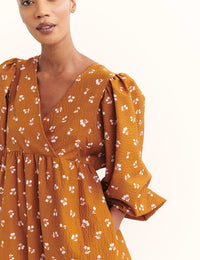 Brown Edie Cherry Nora Midi Dress