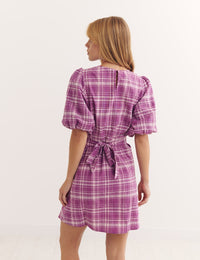Magenta Check Jenine Mini Dress