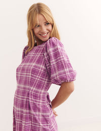 Magenta Check Jenine Mini Dress