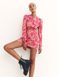 Pink Nicola Long Sleeve Mini Dress