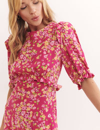 Kelsie Floral Pink Felicia Midi Dress