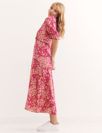 Kelsie Floral Pink Felicia Midi Dress