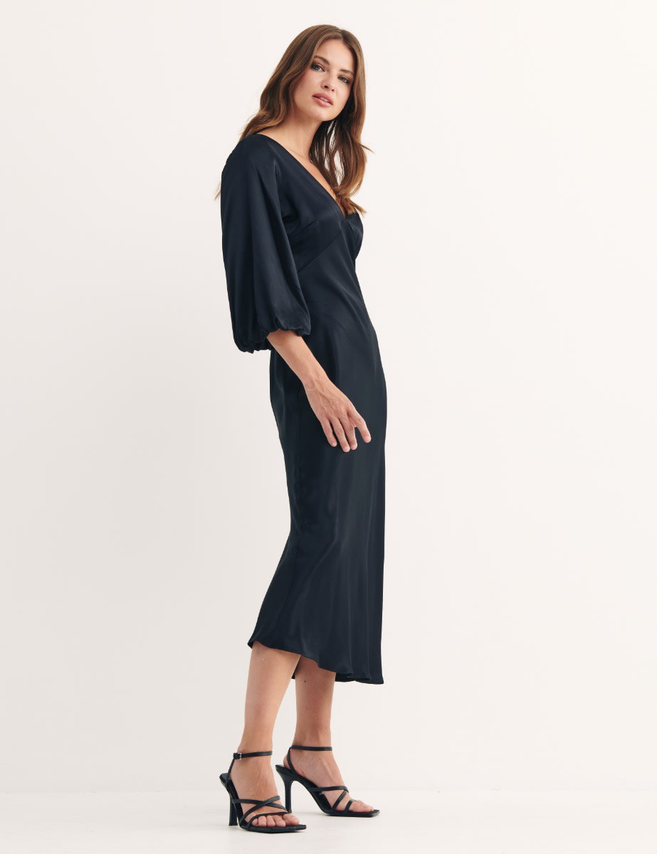 Black Ciara Midi Dress