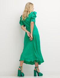 Green Animal Jacquard Moira Midi Dress