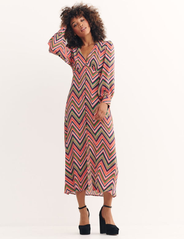 Multi Emily Chevron Tasha Midi Dress