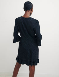 Black Spot Jaquard Fleur Mini Dress