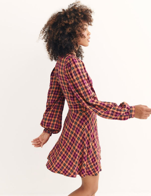 Orange & Pink Check Rio Mini Dress