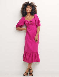 Pink Darcie Midi Dress Plain