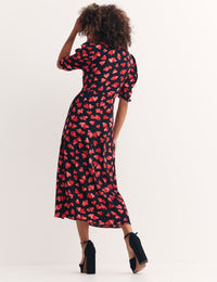 Black Meredith Heart Katty Midi Dress