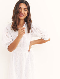 White Broderie Bridgette Midi Dress