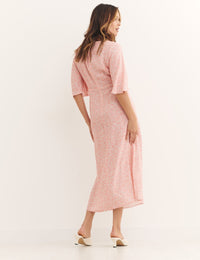 Orange Floral Eva Midi Dress