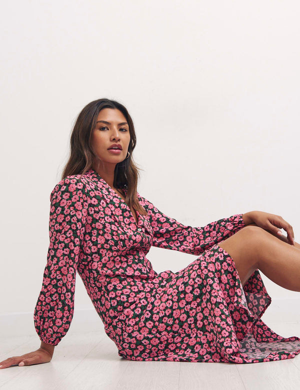 Pink Heather Mini Rose L/S Daisy Midi Dress