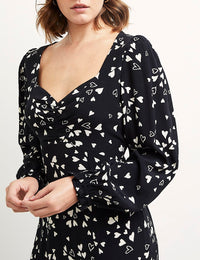 Black Hettie Heart L/S Rosie Midi Dress
