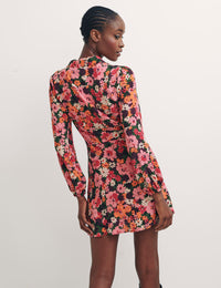 Pink Georgia Floral Pink Long Sleeve Mini Daisy Dress