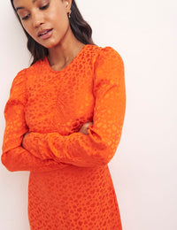 Heart Jaquard Orange Niamh Midi Dress