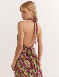 Multi Ditsy Floral Holly Halter Midi Dress