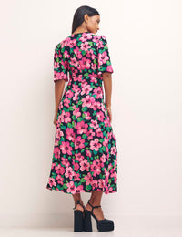 Billie Floral Pink Octavia Midi Dress