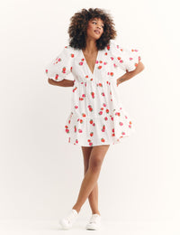 Cream Conversation Print Vienna Mini Dress
