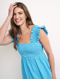 Blueberry Gingham MAYA MIDI DRESS