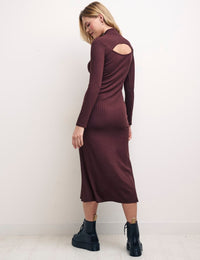Brown Bailey Cutout Rib Midi Dress