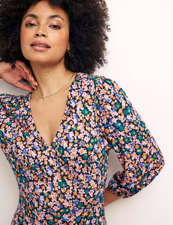 Multi Floral Hadley Midi Jersey Dress