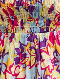 Tropical Floral Shirred Rashida Mini Dress