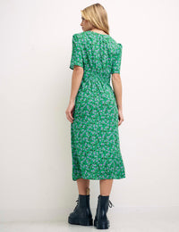 Floral Petite Alexa with Shirring Midi Dress