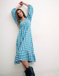 Blue Check Long Sleeve Ammie Dress