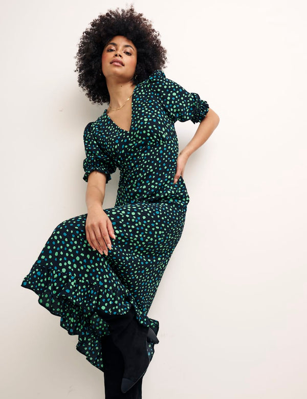 Green and Black Delilah Midi Dress