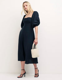 Black Maxine Bardot Midi Dress