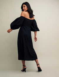 Black Maxine Midi Dress