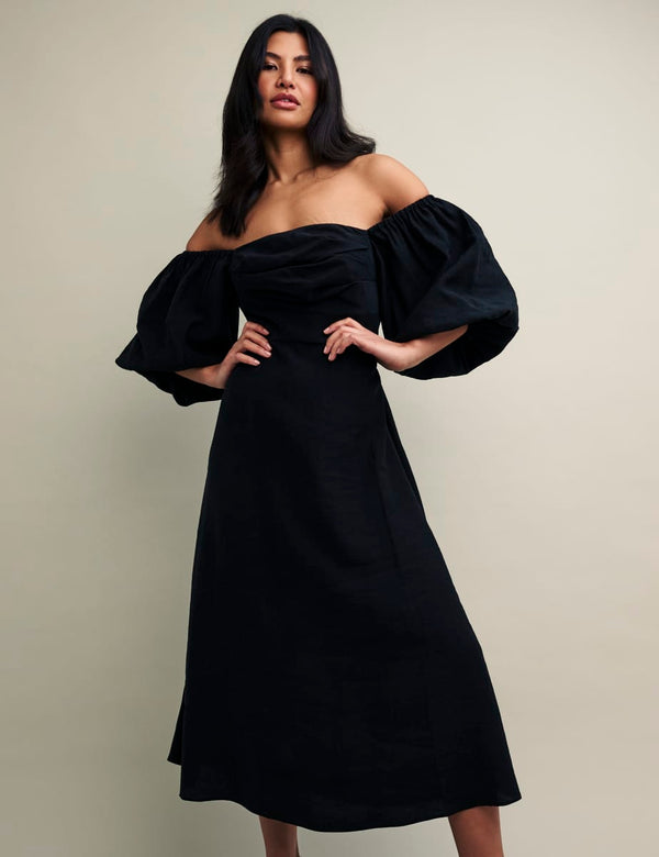 Black Maxine Midi Dress