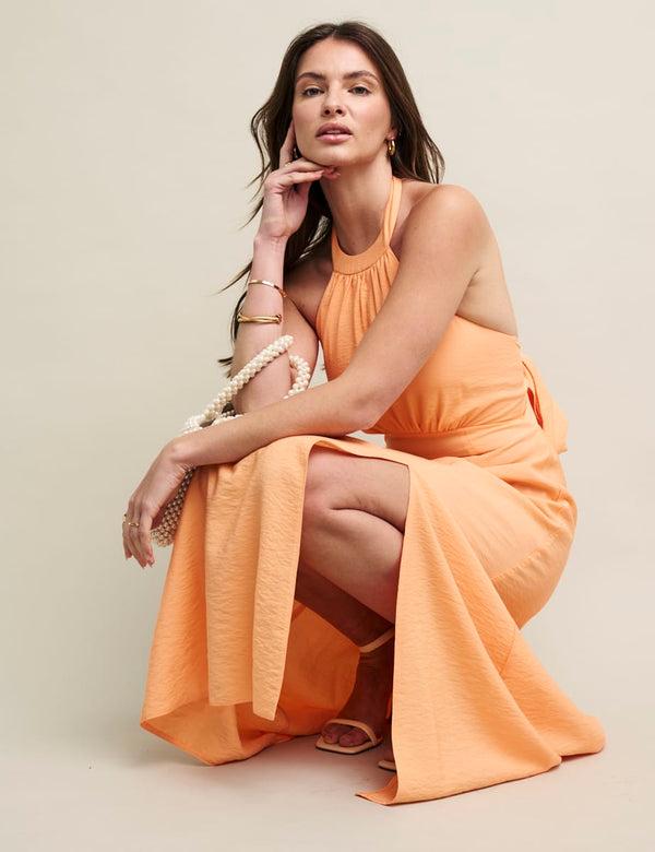 Peach Halter Neck Holly Dress