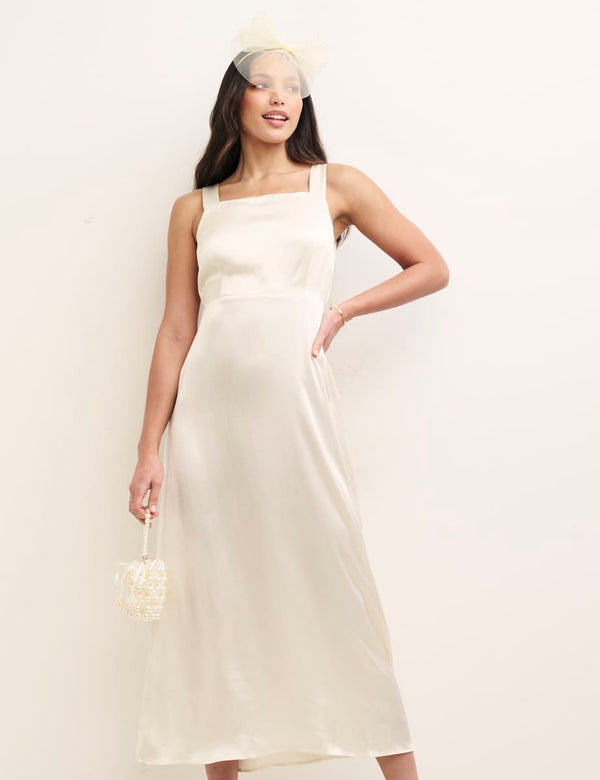 Ivory Satin Dora Midaxi Bridesmaid Dress