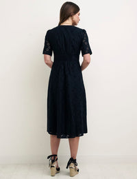 Petite Black Broderie Alexa Midi Dress