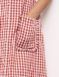 Brown & White Gingham Primrose Midi Dress