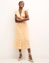 Peach Broderie Azalia Midi Tea Dress