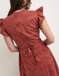 Terracotta Broderie Azalia Midi Tea Dress