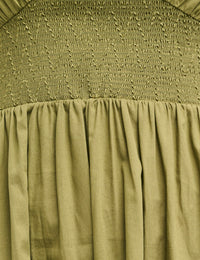 Green Sansa Puff Sleeve Midi Dress