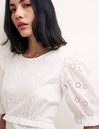 White Broderie Felicia Midi Dress