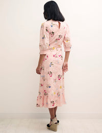 Pink Floral Selena Broderie Midi Dress